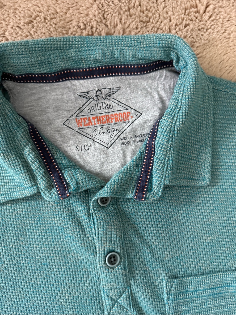ORIGINAL VINTAGE Men’s Small Light Teal Short Sleeve Polo Shirt EUC - Picture 5 of 5